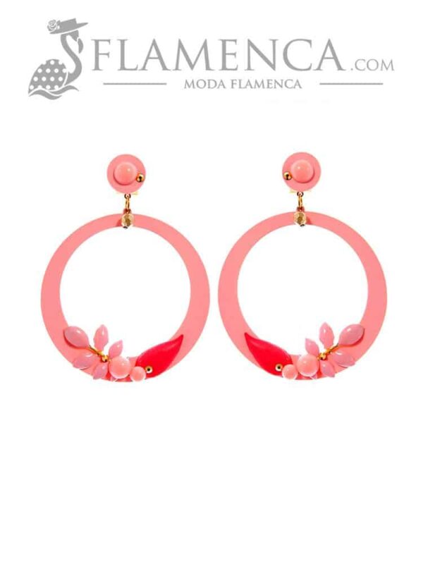 Pendiente de flamenca rosa bebé