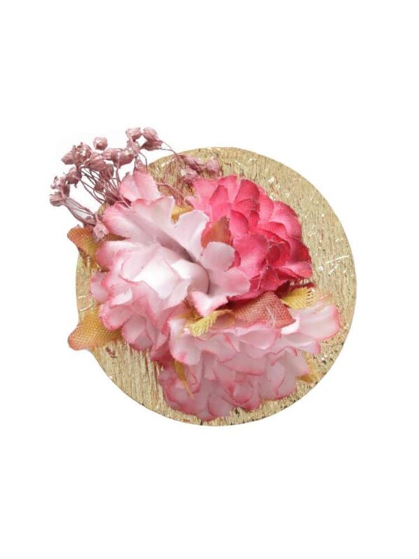 Broche de flamenca con flores burdeos y rosa