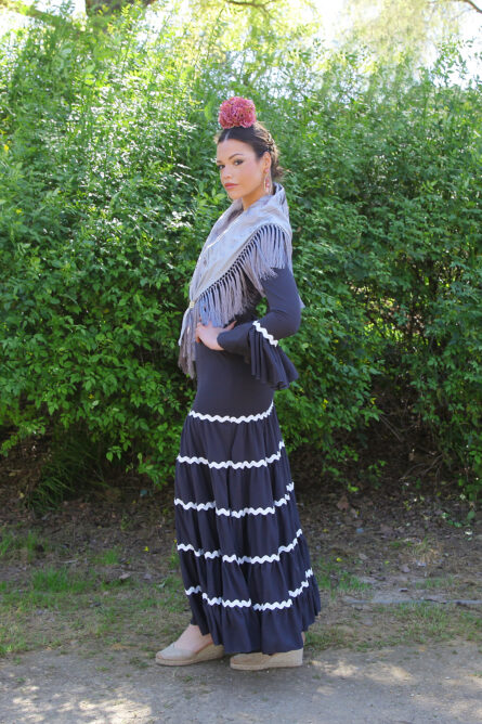 Traje de Flamenca Soleá Gris Traje de Flamenca Soleá Gris - Imagen 3