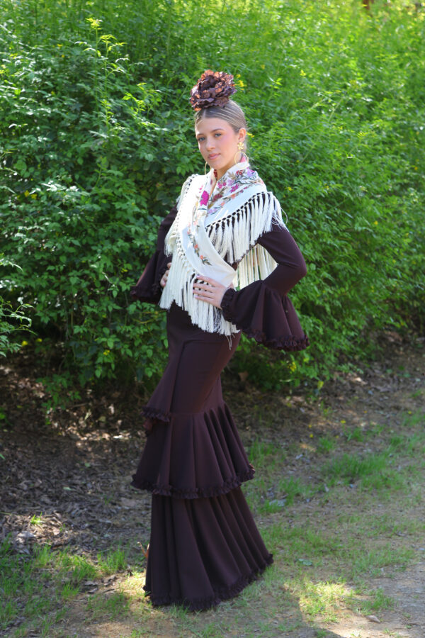 Traje de Flamenca Jazmín Marrón Chocolate Traje de Flamenca Jazmín Marrón Chocolate