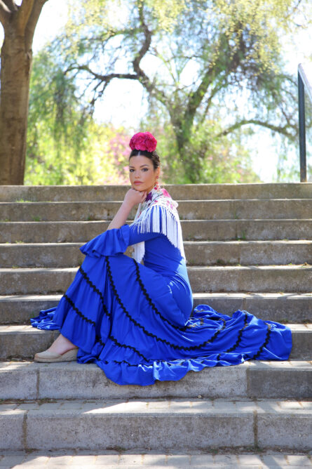 Traje de Flamenca Soleá Azul Eléctrico - Imagen 2