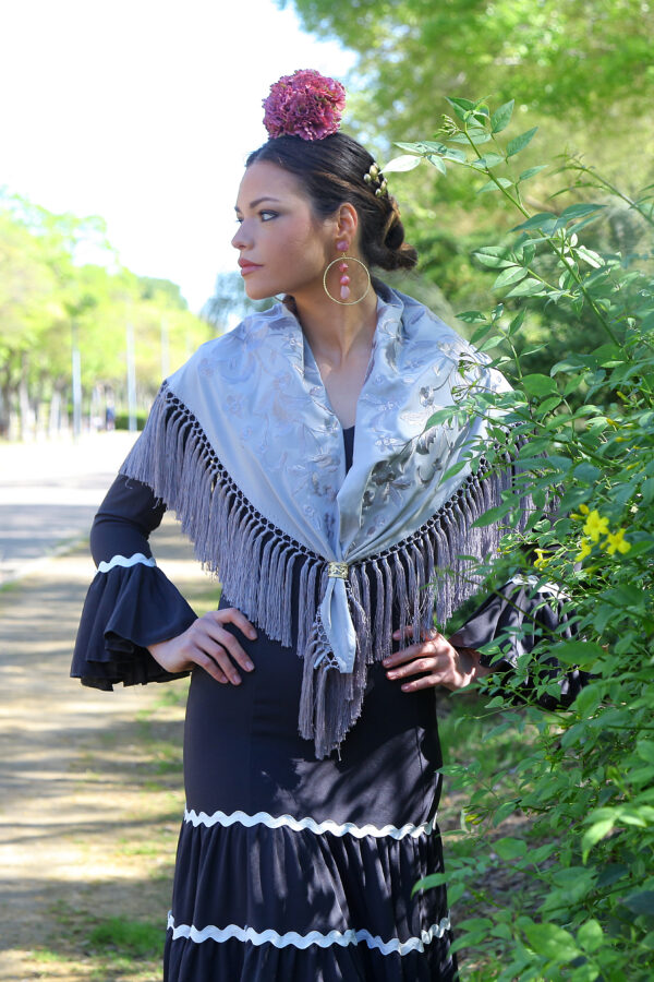Traje de Flamenca Soleá Gris Traje de Flamenca Soleá Gris