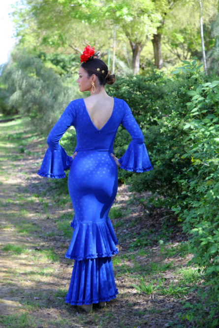 Traje de Flamenca Quejío Azul eléctrico Traje de Flamenca Quejío Azul eléctrico - Imagen 3