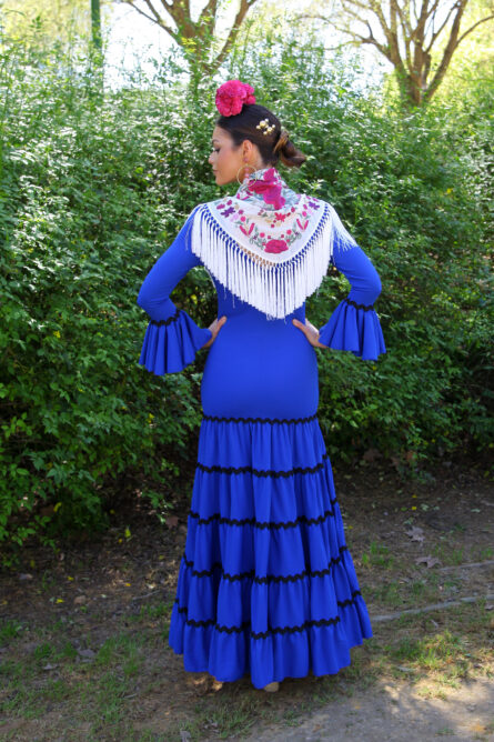 Traje de Flamenca Soleá Azul Eléctrico - Imagen 3