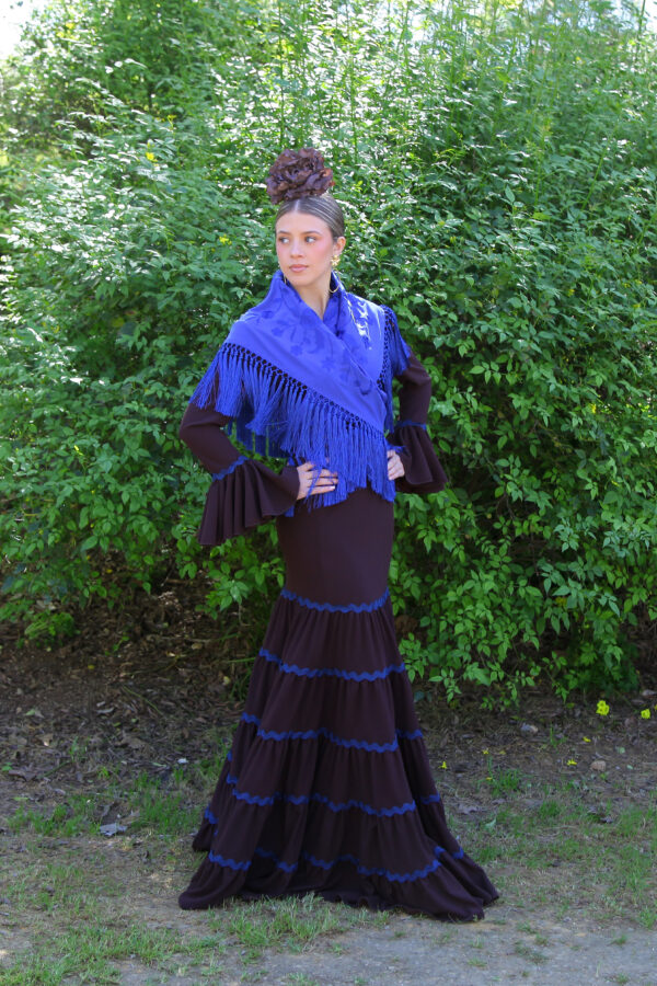 Traje de Flamenca Soleá Marrón Oscuro
