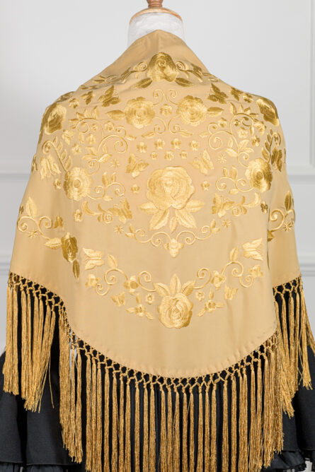 Mantón Rubí Dorado bordado en su tono - Imagen 3