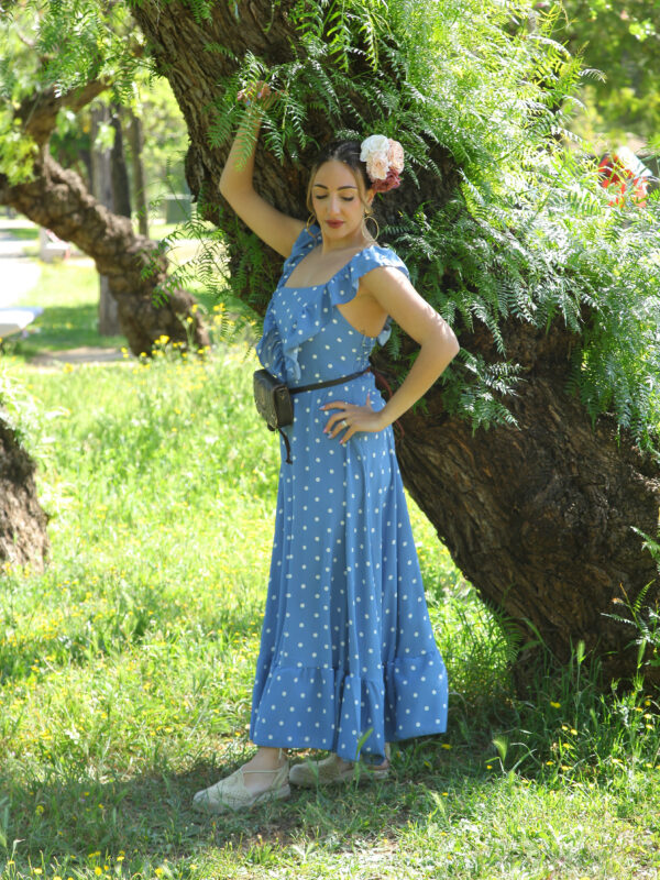 Bata de lunares azul