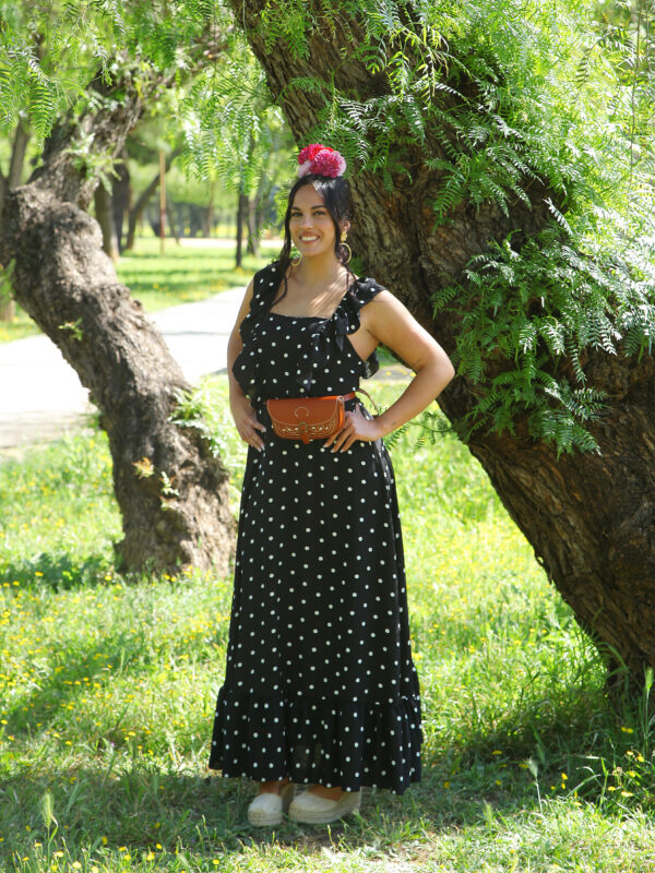 Bata de lunares negro