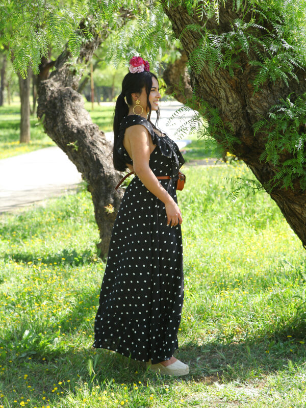 Bata de lunares negro