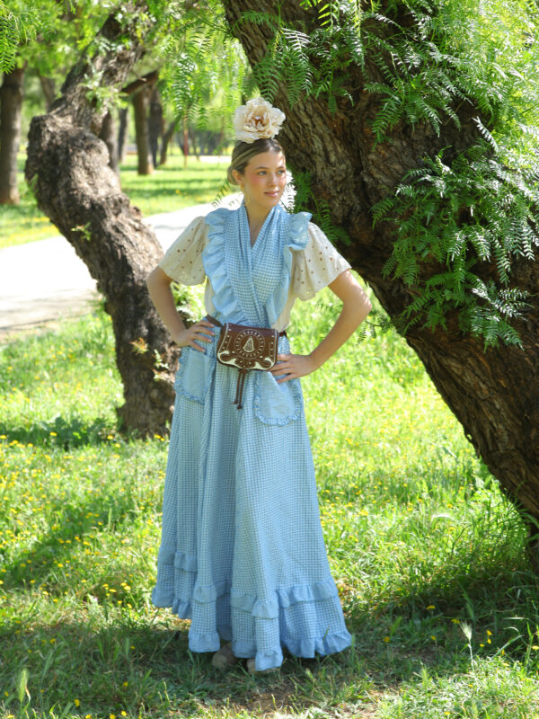Conjunto de Falda y Piquillo vichy amarillo azul ducado