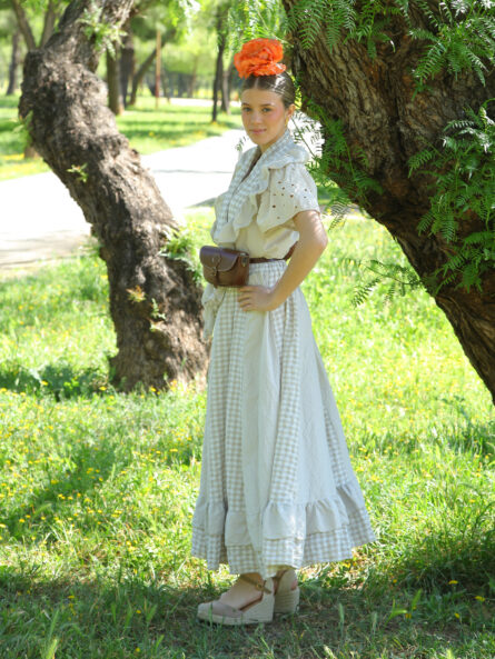 Conjunto de Falda y Piquillo vichy beige - Imagen 2