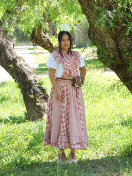 Conjunto de Falda y Piquillo vichy teja - Imagen 3