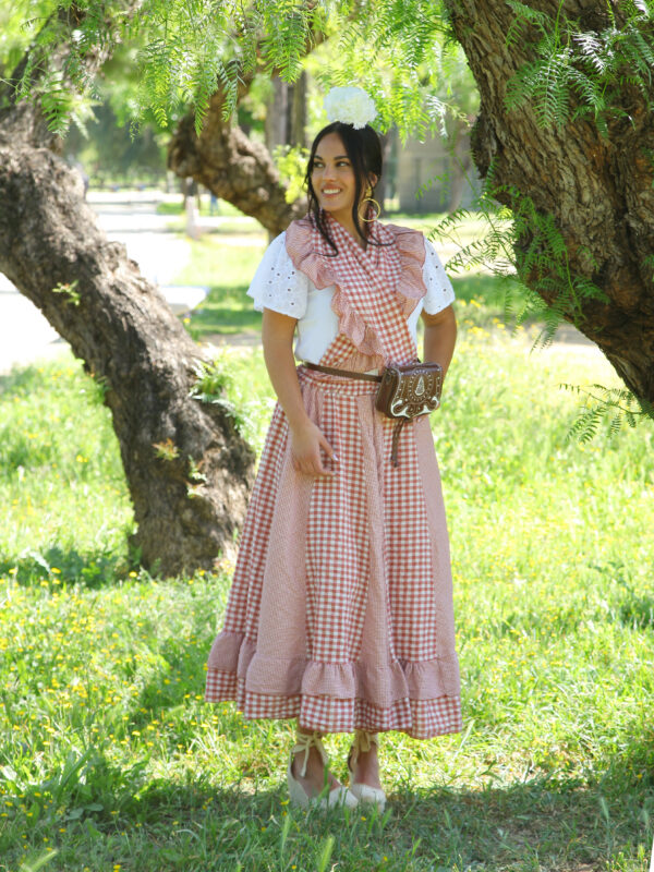 Conjunto de Falda y Piquillo vichy teja