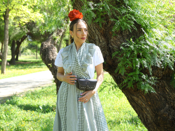 Conjunto de Falda y Piquillo vichy verde caqui