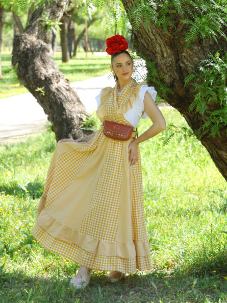 Conjunto de Falda y Piquillo vichy mostaza - Imagen 2