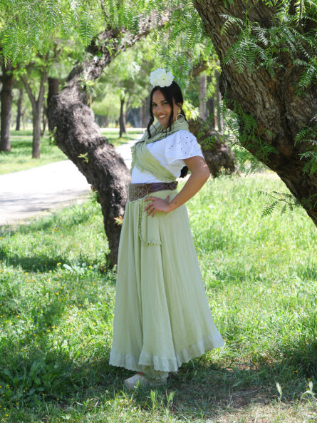Conjunto de Falda y Piquillo Bambula Tira Bordada verde lima - Imagen 2