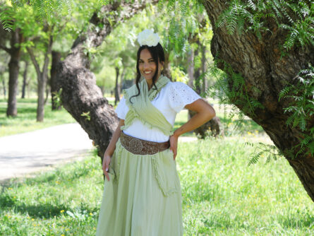 Conjunto de Falda y Piquillo Bambula Tira Bordada verde lima - Imagen 3