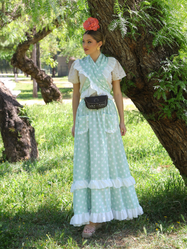 Conjunto de Falda y Piquillo estampado lunar