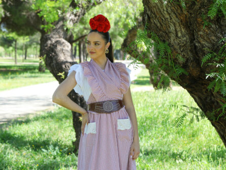 Conjunto de Falda y Piquillo vichy teja - Imagen 3