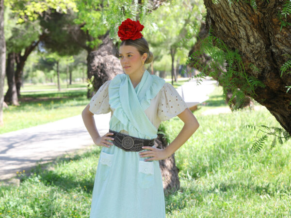 Conjunto de Falda y Piquillo vichy agua marina