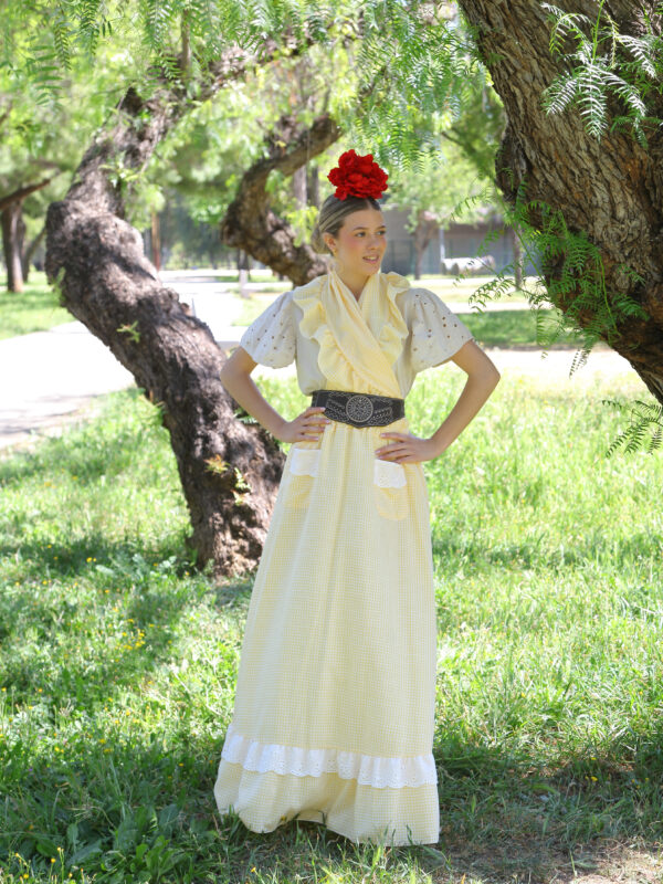 Conjunto de Falda y Piquillo vichy amarillo pastel