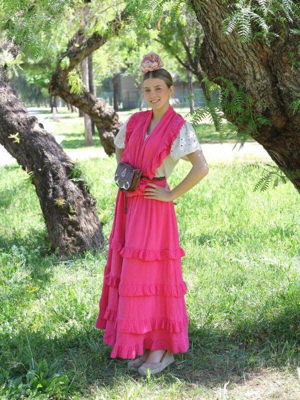 Conjunto de Falda y Piquillo Bambula fucsia