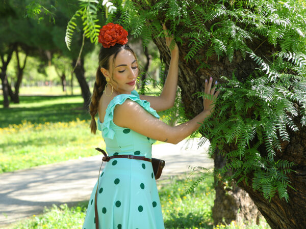 Bata Triana Verde menta lunares Verdes