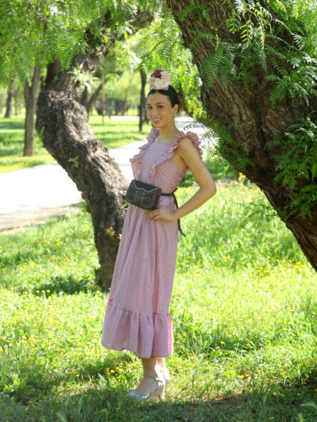 Bata Vichy con Volante Rosa - Imagen 3