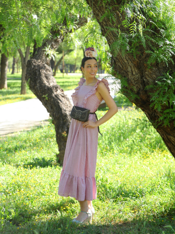 Bata Vichy con Volante Rosa