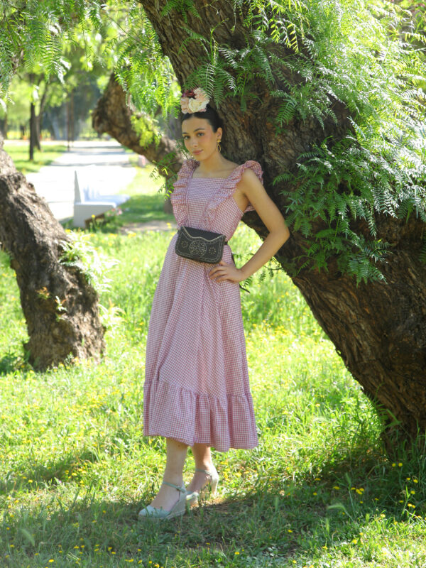 Bata Vichy con Volante Rosa