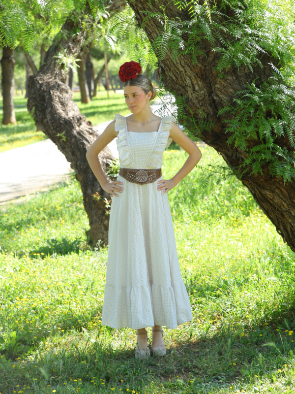 Bata Vichy con Volante Amarilla