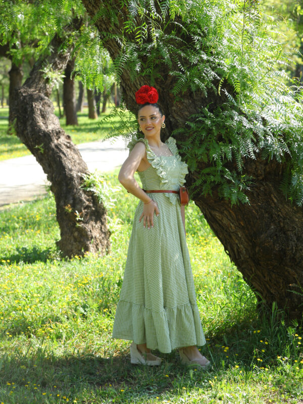 Bata Vichy con Volante Verde